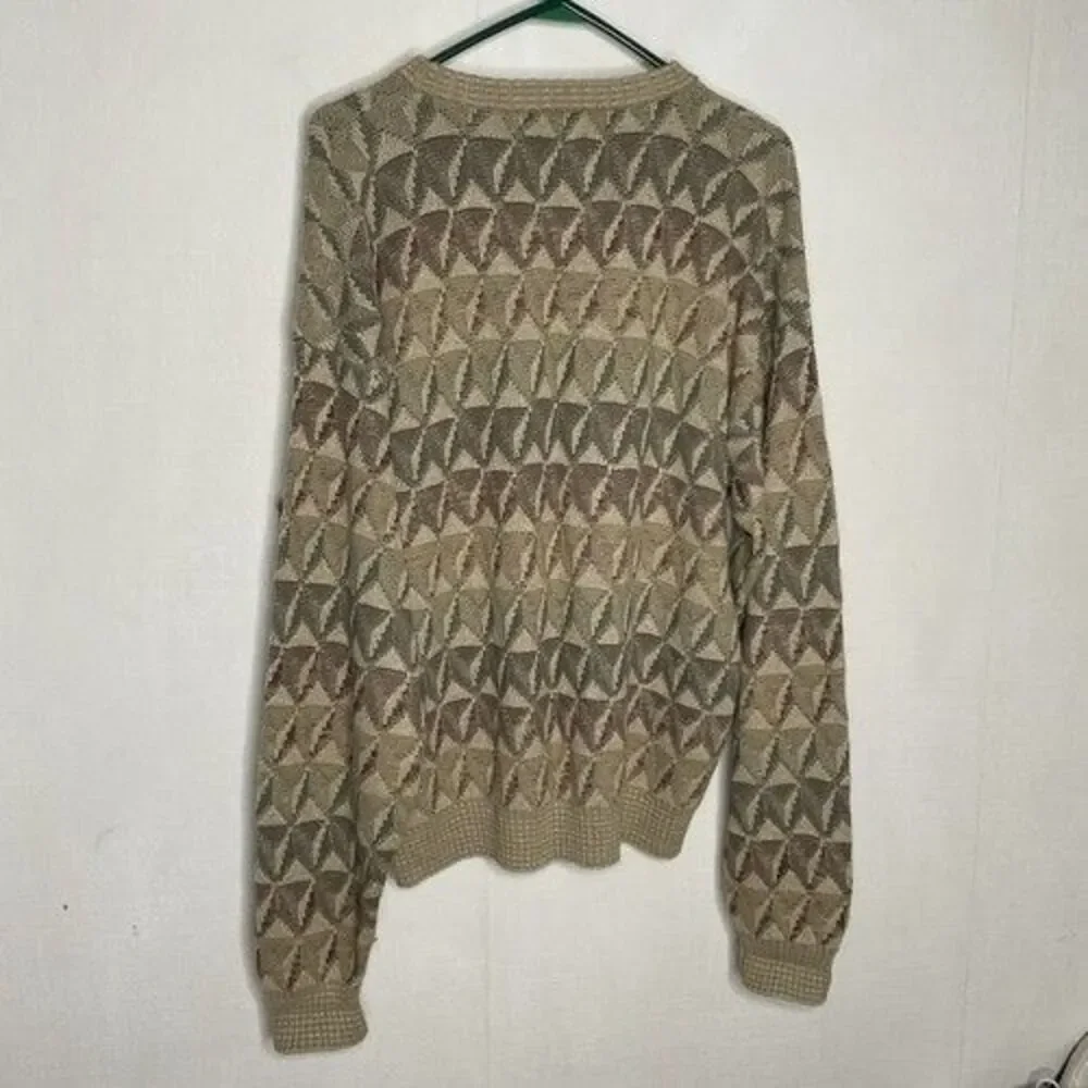 VTG 90s TSA Abstract Geometric CrewNeck Sweater Men‎ Size Large(Runs 2XL) Gray